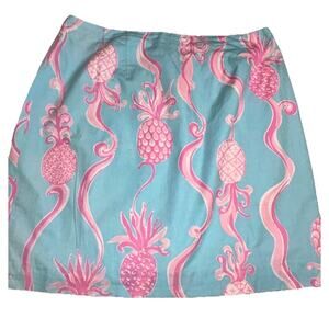 VTG Lilly Pulitzer White Label Size 8‎ Blue And Pink Pineapple Pattern